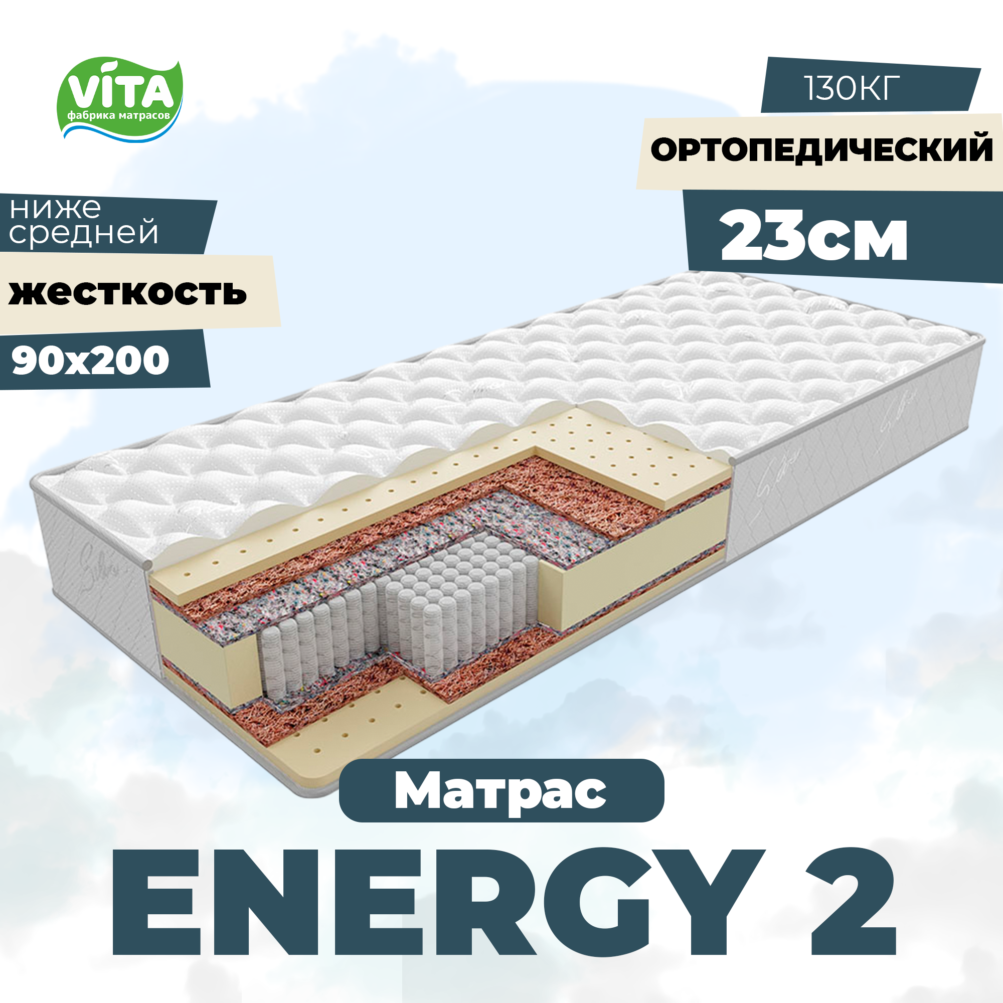 Матрас ортопедический пружинный Energy 2 S1000 (90х200)