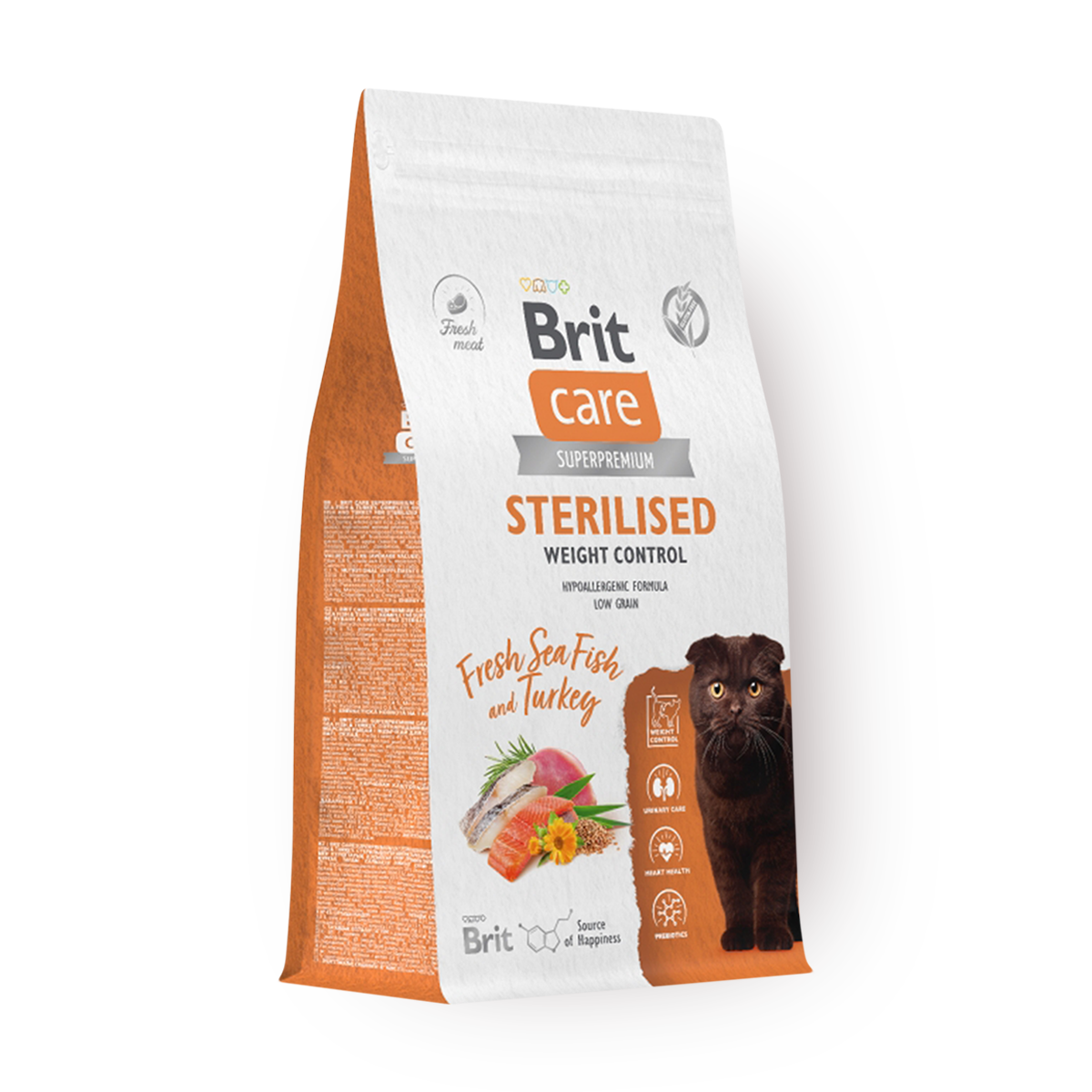 Сухой корм для стерилизованных кошек Brit Care Sterilised Weight Control морская рыба и индейка, 400 г