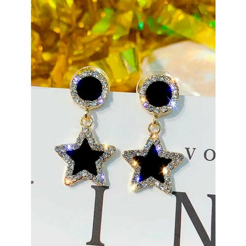 Серьги, серебряный, черный, золотой