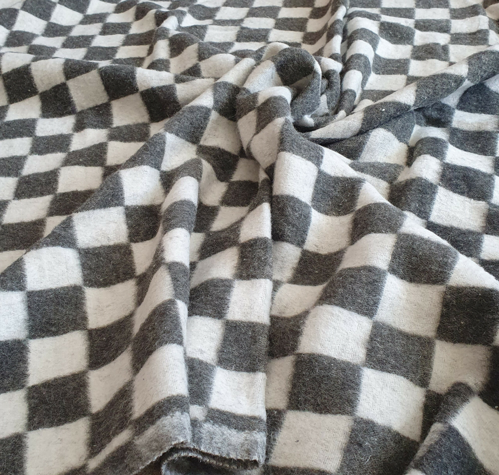 фото Одеяло ОПШ-3 140*205 см 50% шерсть, 50% хлопок, серая клетка