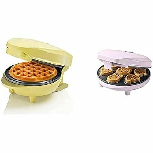 Мини-вафельница Bestron и вафельница для мини-печенья в ретро-дизайне идеально подходит для детских дней рождения Пасхи Рождества 550 700 Вт цвет желтый и розовый 1488400₽