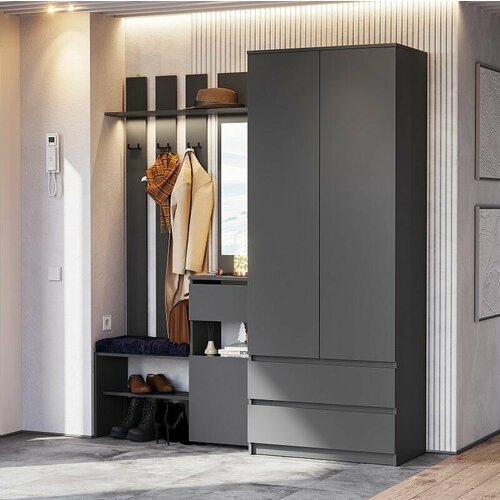 Прихожая графит со шкафом ДН 180 см