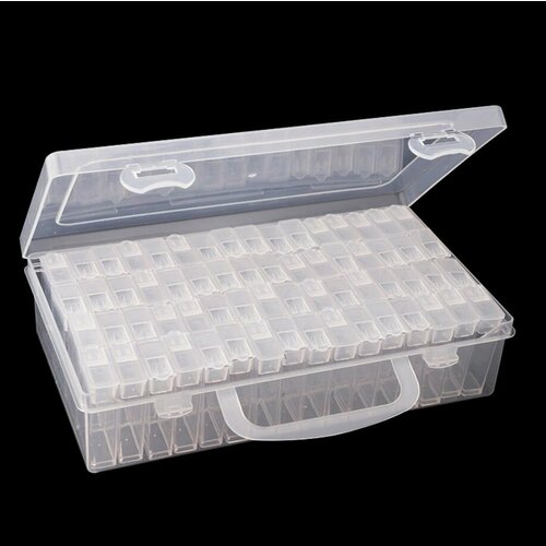 Рганайзер для бисера/бусин/страз алмазной мозаики/Контейнер для бисера/ Контейнер для хранения материалов для рукоделия, 64 ячейка