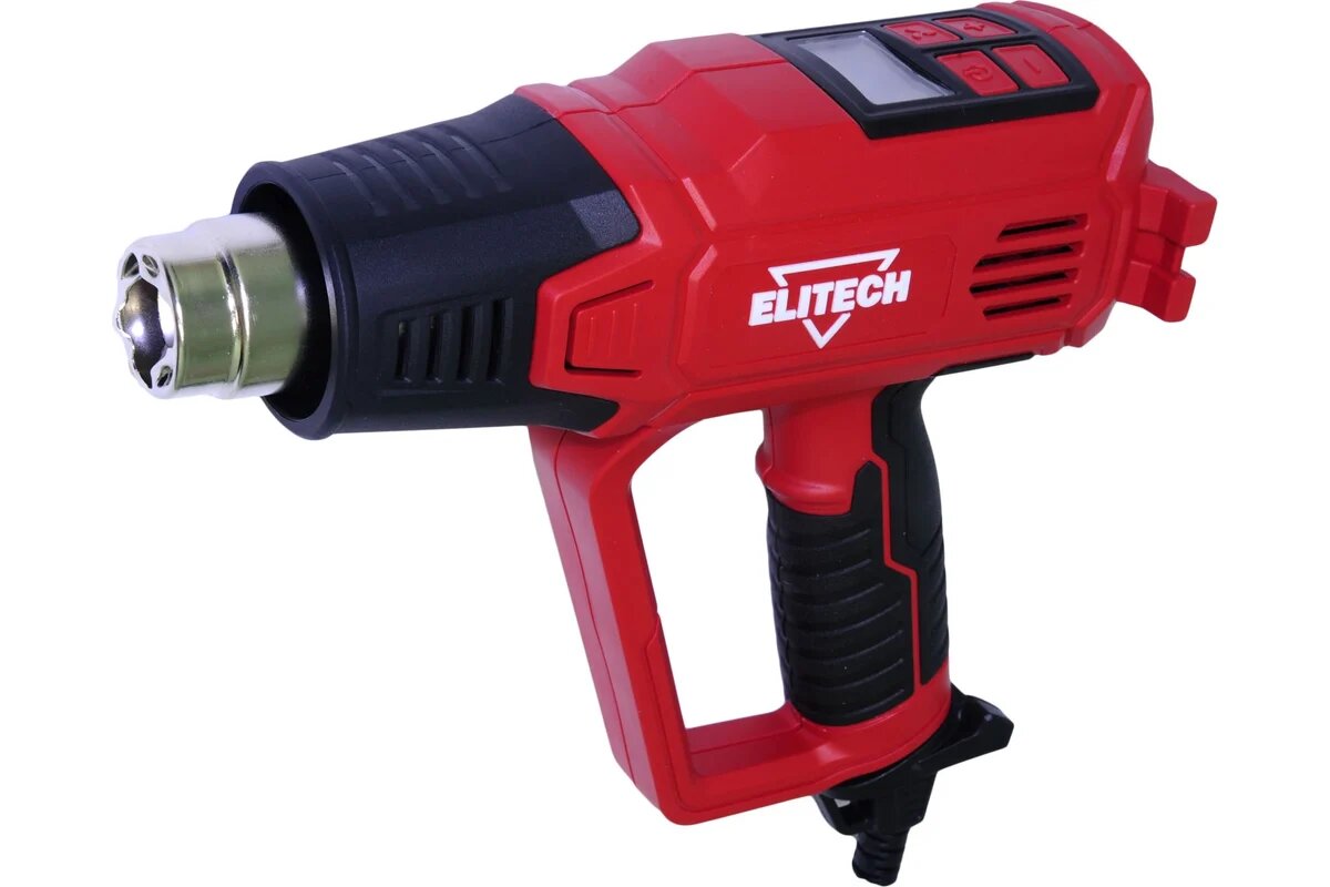 Фен строительный ELITECH ТВ 2060С, 2000 Вт, 50–600 °С, 250–550 л/мин, дисплей, 0.75 кг
