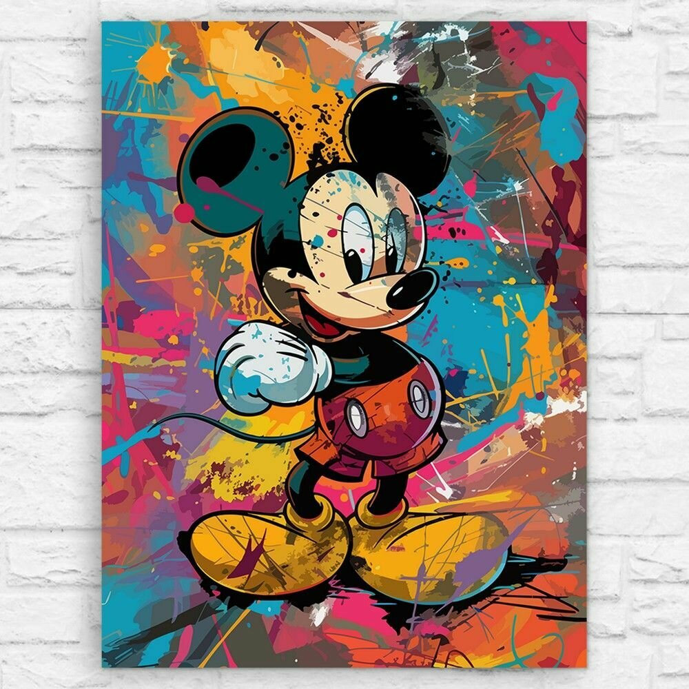 Картина по номерам на холсте Mickey Mouse Микки Маус (мультфильм, граффити) - 15123 В 30x40