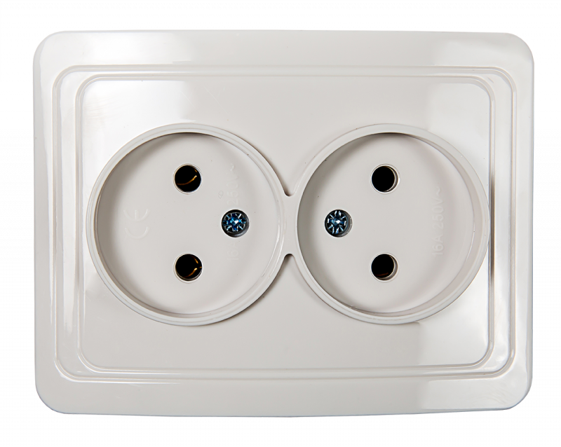 Розетка двойная CLASSICO белая 2102 IN HOME
