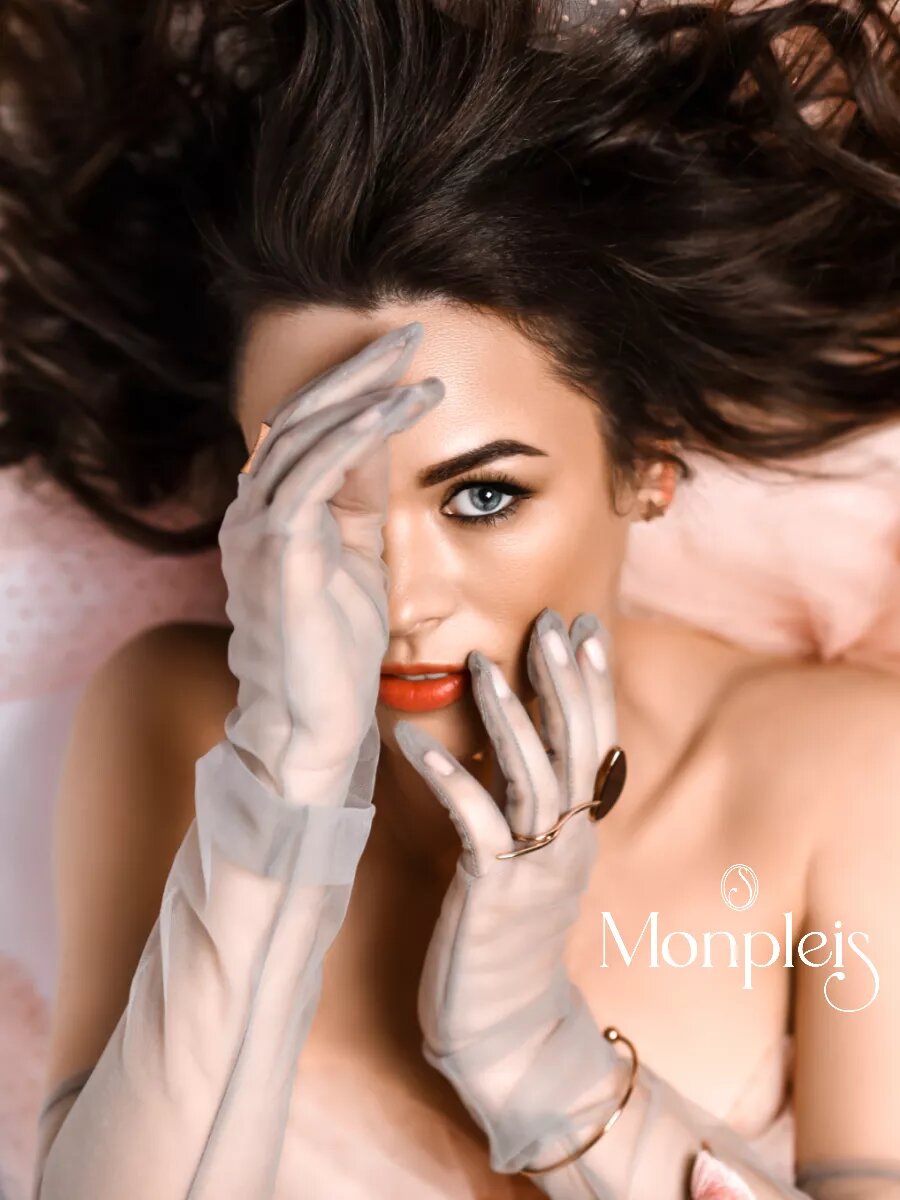 Перчатки MONPLEIS Вечерняя коллекция для женщин, размер onesize (6-7), серый