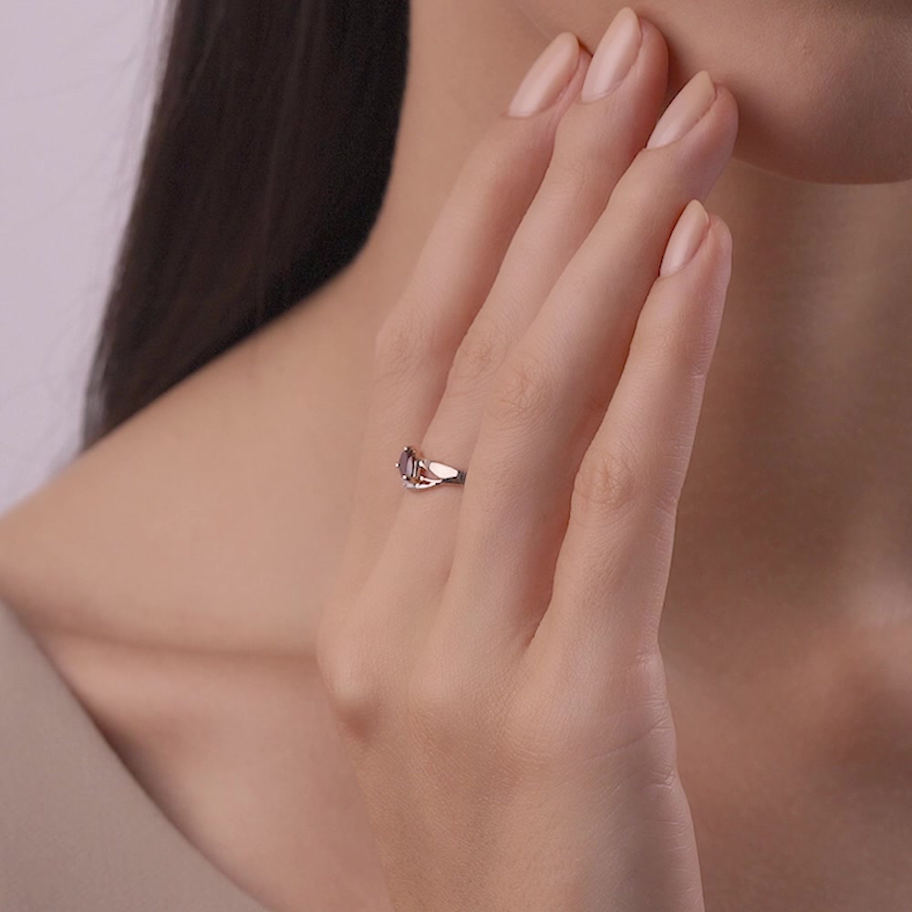Кольцо Diamant, красное золото, 585 проба, фианит, гранат, размер 17.5, красный — фото 1