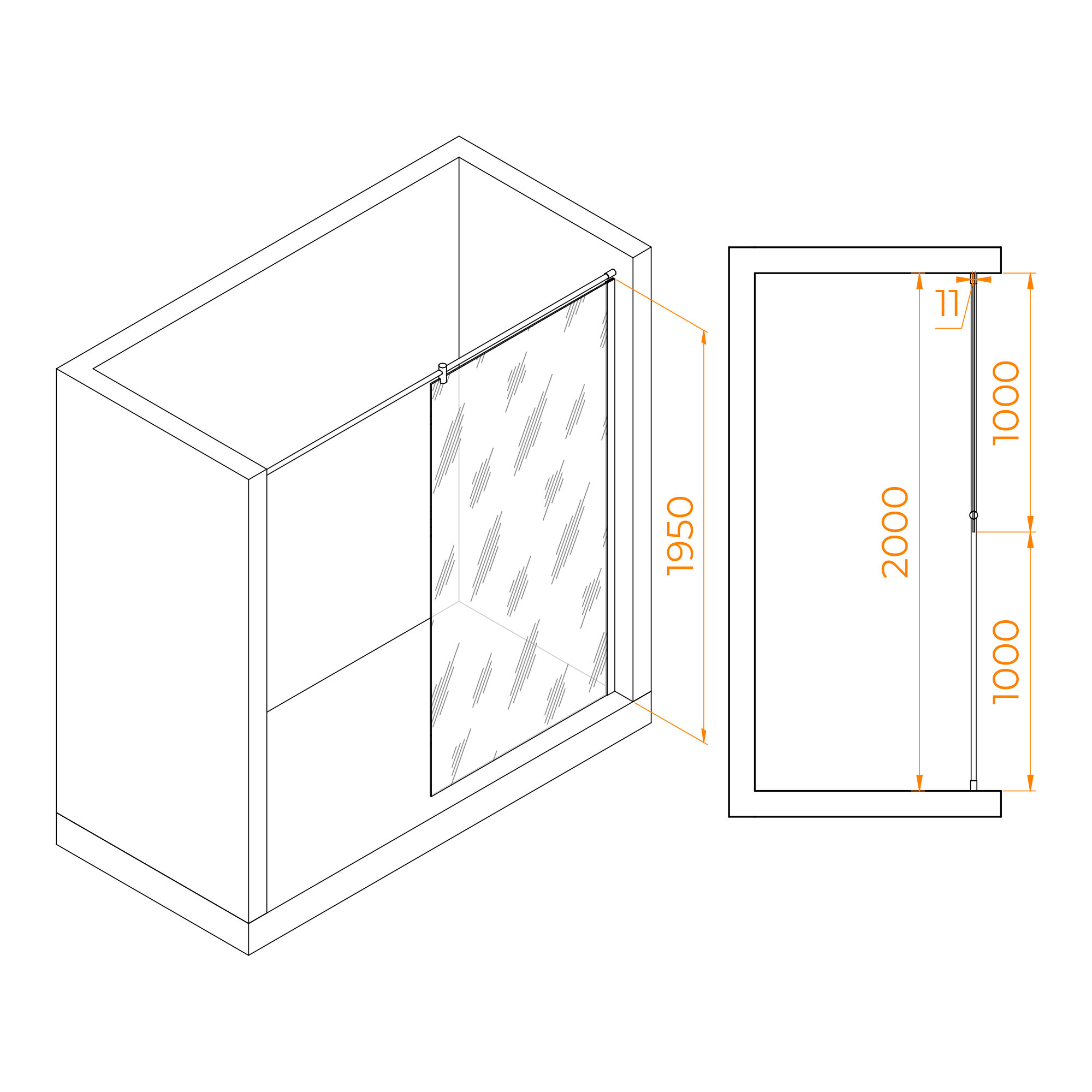 Душевая перегородка RGW Walk In 100х195 351003310-21 сатин - фото №3