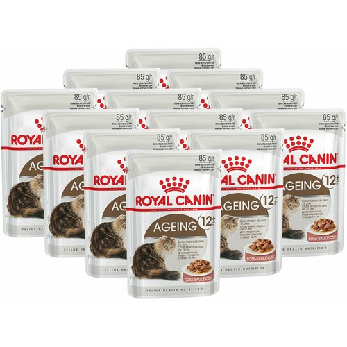 Влажный корм для пожилых кошек Royal Canin Ageing +12 для здоровья костей и суставов, профилактика избыточного веса, 28 шт х 85 г (кусочки в соусе)