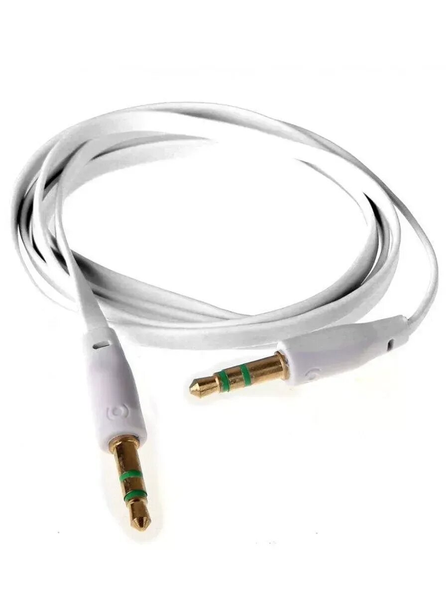 AUX кабель в машину mini jack 35 mm цвет белый длина 1 метр