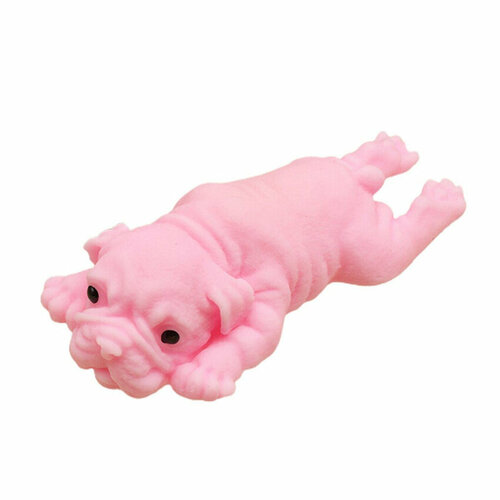 Собака антистресс мопс, розовая, игрушка/сквиш, 10 см