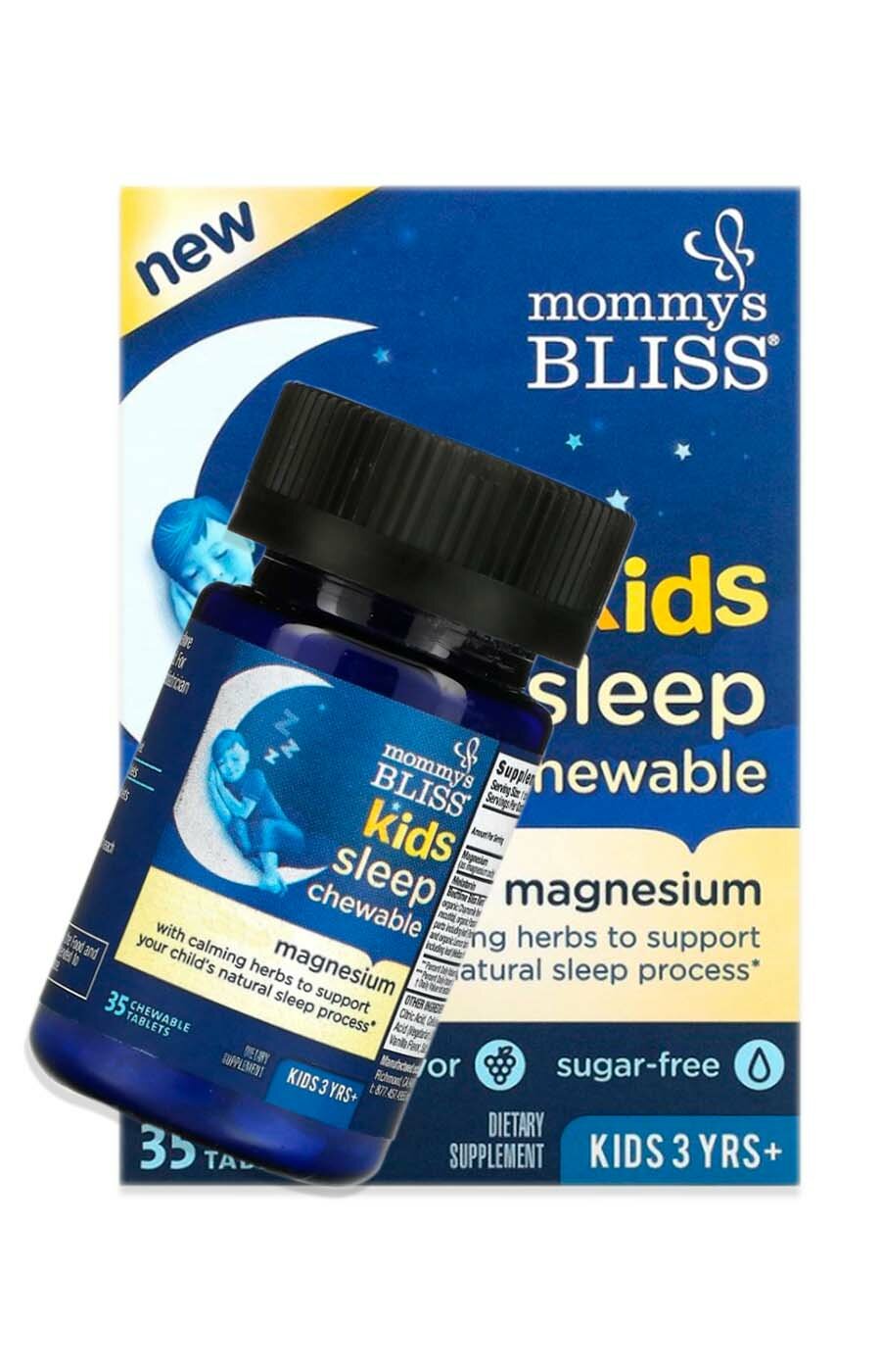 Mommy's Bliss, добавка с магнием для восстановления, с 3 лет, 35 жевательных таблеток, натуральный виноград