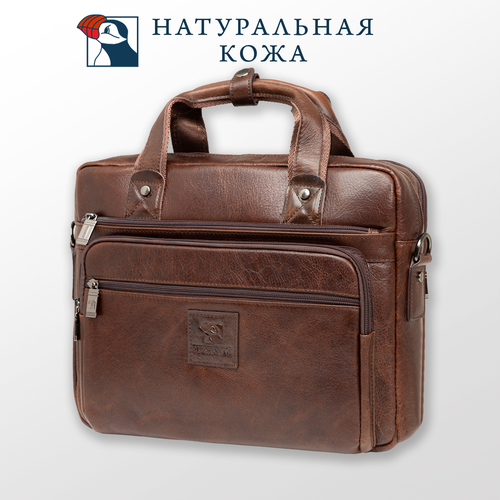 Сумка планшет Fuzhiniao, фактура зернистая, коричневый