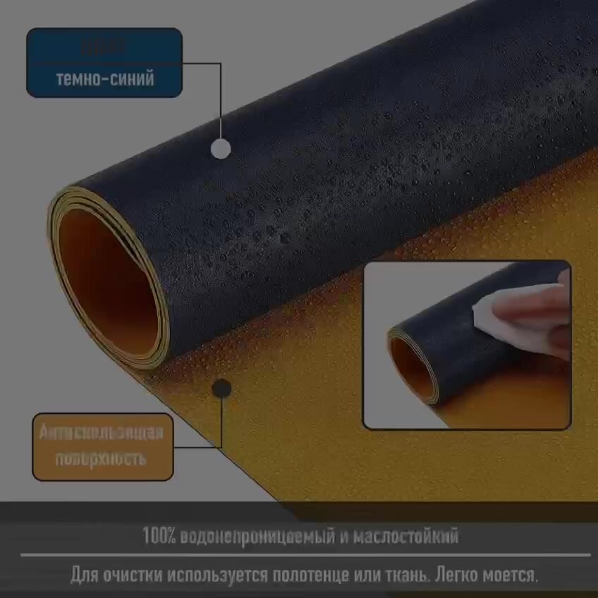 Настольный коврик для клавиатуры и мыши 35 х 60 см, большой, водонепроницаемый, кожаный, для офиса и дома, темно-синий — фото 1