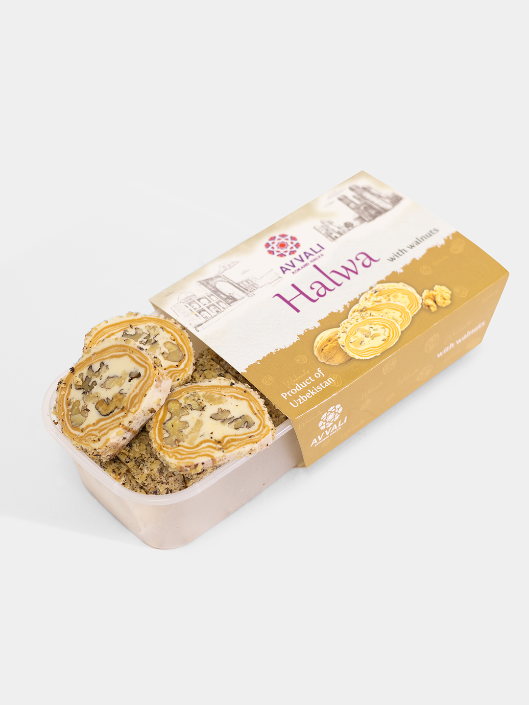 Халва Avvali, c грецкими орехоми, 250 гр. Релетная халва премиум класса. — фото 1