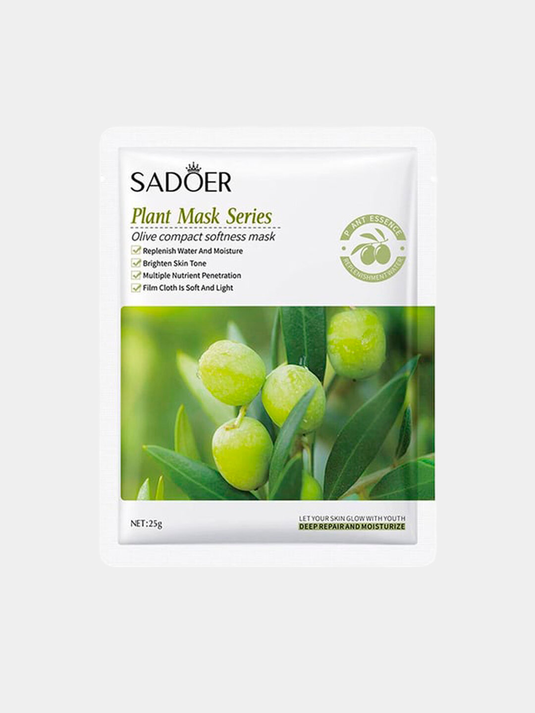 Тканевая маска для лица Sadoer увлажняющая, с экстрактами Оливки