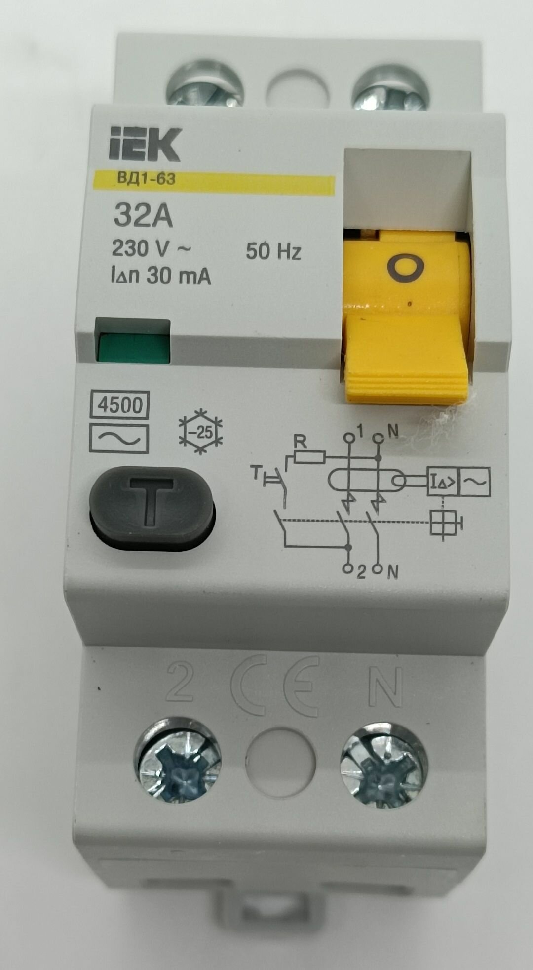 УЗО 2Р 32А 30мА 4,5кА AC ВД1-63 IEK — фото 1