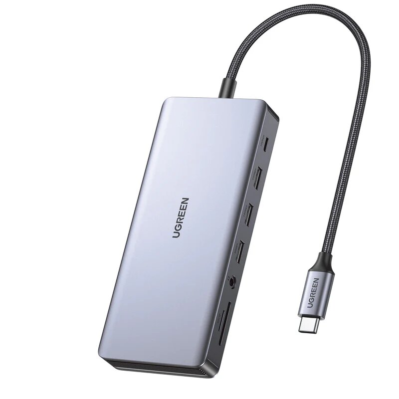 Док станция UGREEN 11-in-1 USB-C Hub, 2 HDMI, 8K/4K, 100W PD, 10 Гбит/с, Ethernet, SD/microSD — фото 1