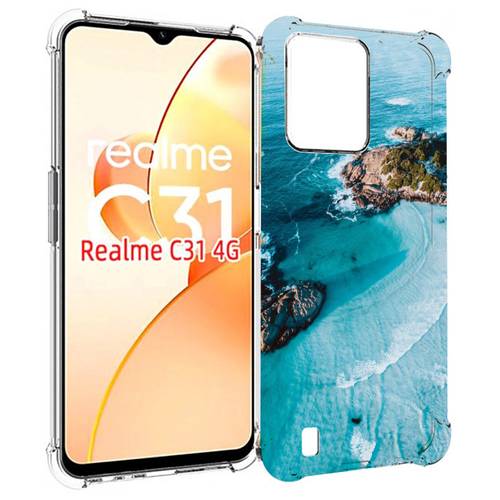 Чехол MyPads красивый голубой залив для OPPO Realme C31 задняя-панель-накладка-бампер чехол mypads красивый голубой залив для oppo k10 pro задняя панель накладка бампер