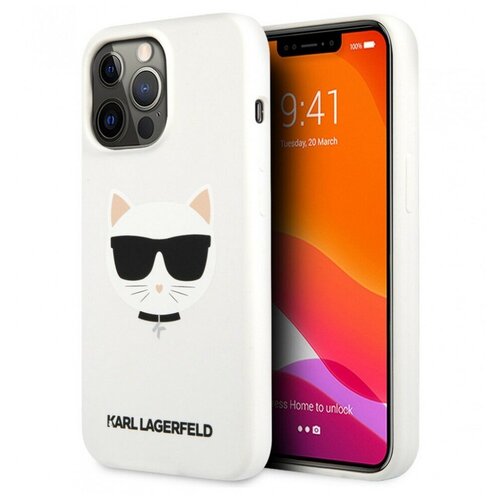 Чехол Karl Lagerfeld силиконовый для iPhone 13 Pro, Liquid silicone Choupette белый