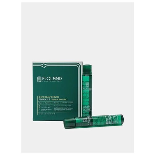 Успокаивающие филлеры для волос и кожи головы Floland Biotin Scalp Cooling Ampoule 10ea
