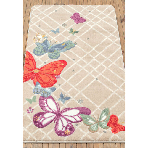 Коврик 80 на 140 см для ванной, бежевый Confetti Bath Bella Butterfly Plaid 02 Red