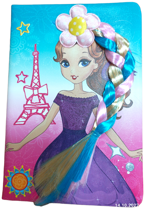 Блокнот детский Little Princess /принцесса с косичкой 80 листов в клетку голубой TATImarket