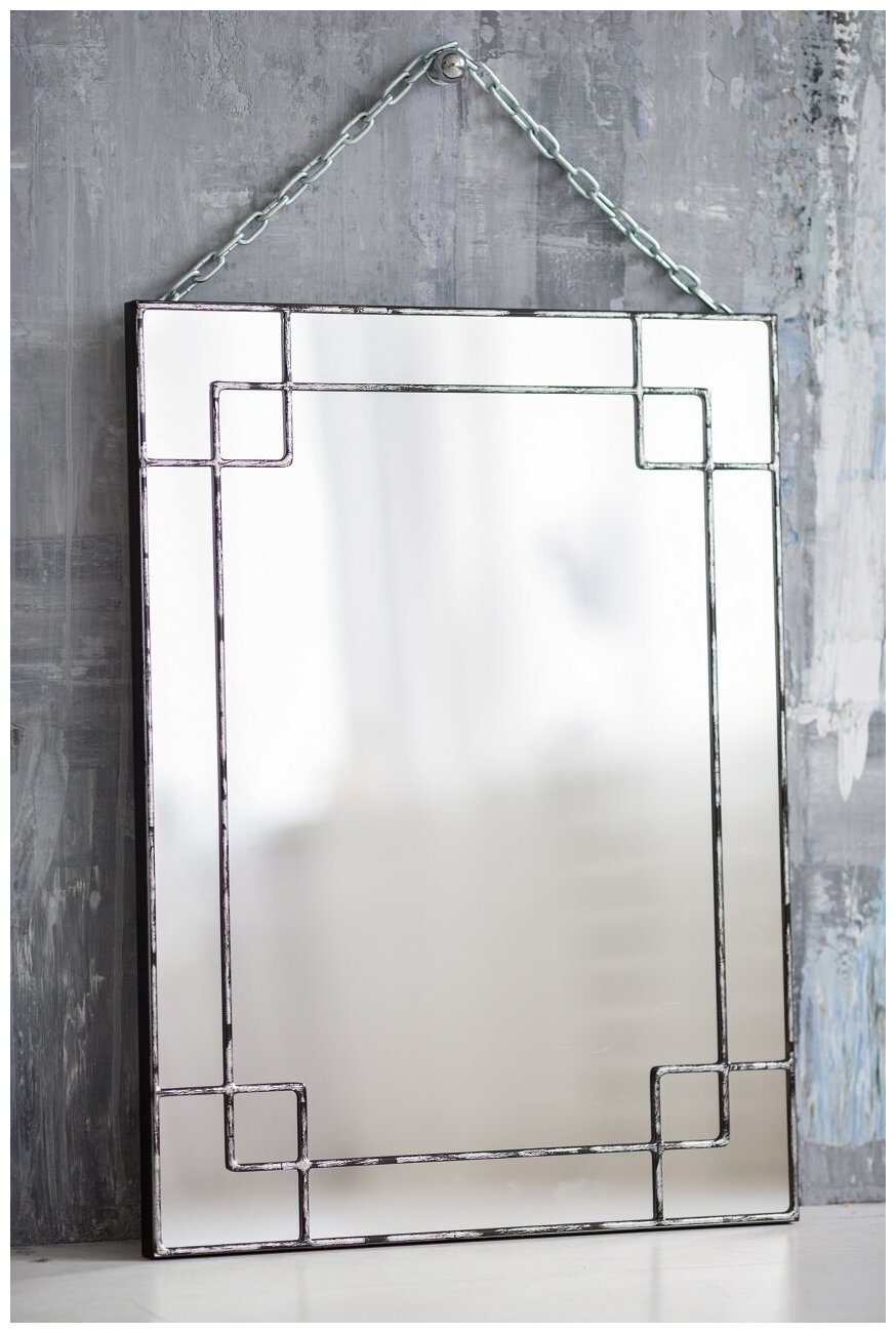 Витражное зеркало на стену VITRIUM, 45 см х 60 см (серебро) - фотография № 1