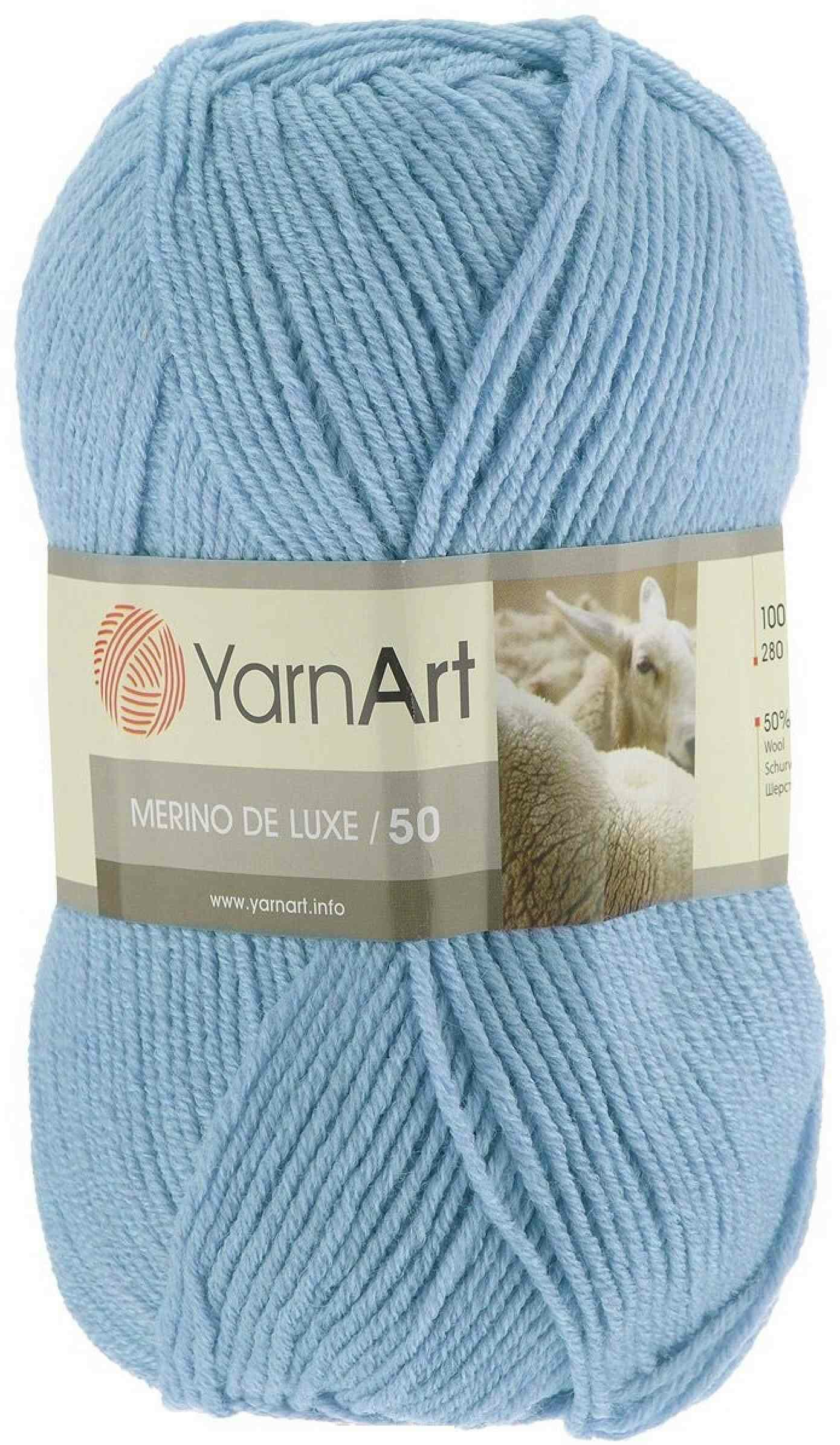 Пряжа Yarnart Merino De LUXE светло-голубой (0215), 50%шерсть/50%акрил, 280м, 100г, 1шт