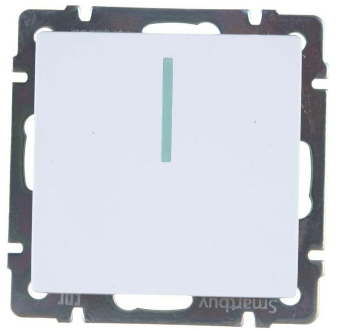 Выключатель проходной 1-клавишный с индикатором 10А белый "Нептун", SmartBuy - фотография № 2