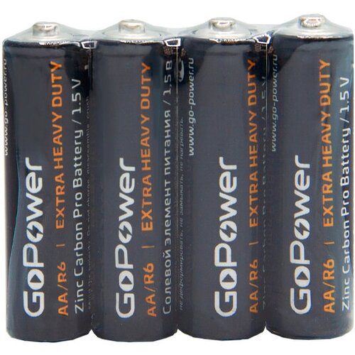 00-00015592 Carbon Zinc PRO Элемент питания AA/R6 солевой 1.5В, 4шт, GoPower первая цена батарейки 4шт тип аa солевые пленка