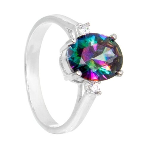 фото Серебряное кольцо с мистическим топазом и фианитами серена-сильвер