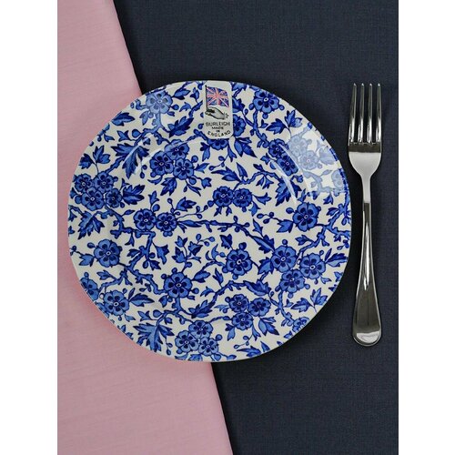 Тарелка Burleigh столовая плоская белая с синими цветами 19 см
