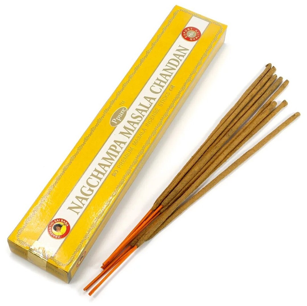 Благовония Ppure "NAGCHAMPA MASALA CHANDAN" (Наг Чампа Сандал), 15 гр. 12 палочек