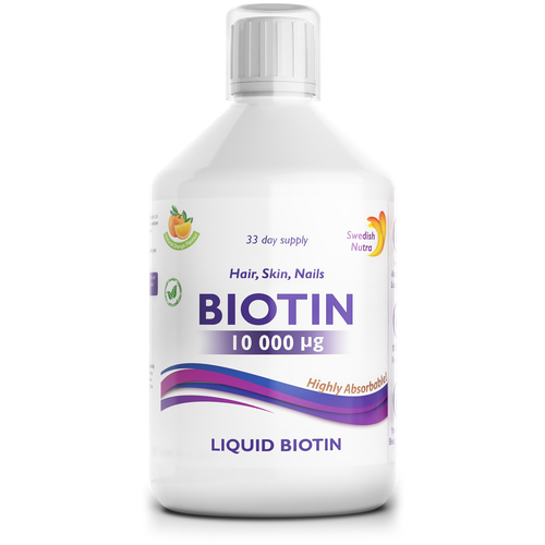 Биотин Biotin 10000 mcg Swedish Nutra 500 мл (вкус апельсина)