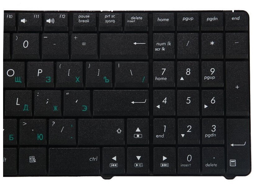 Клавиатура для Asus K53S, N53S, X55A, X54H, A52J (MP-10A73SU, MP-09Q33SU), чёрная