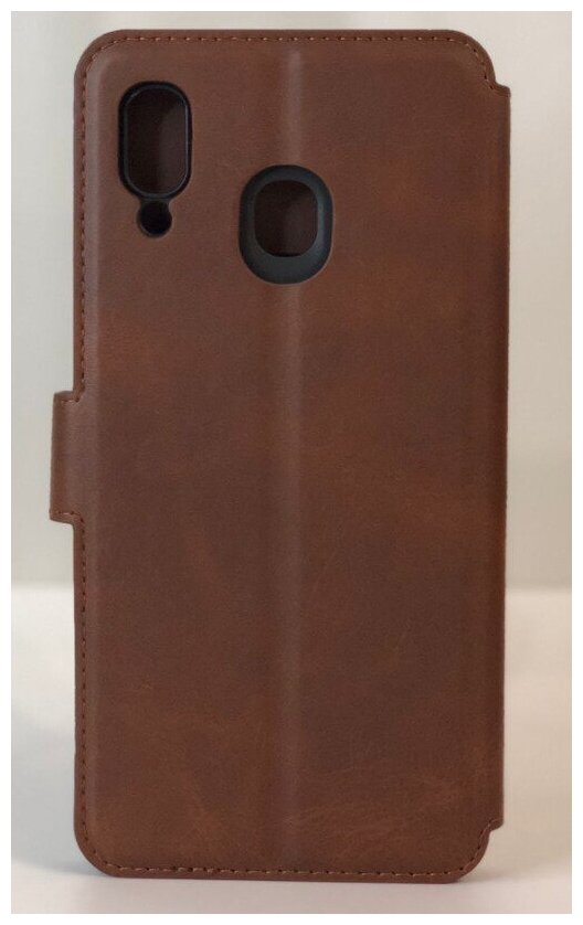 Чехол книжка для Samsung Galaxy A30 / A20 / M10s / M20 кожаный коричневый с магнитной застежкой