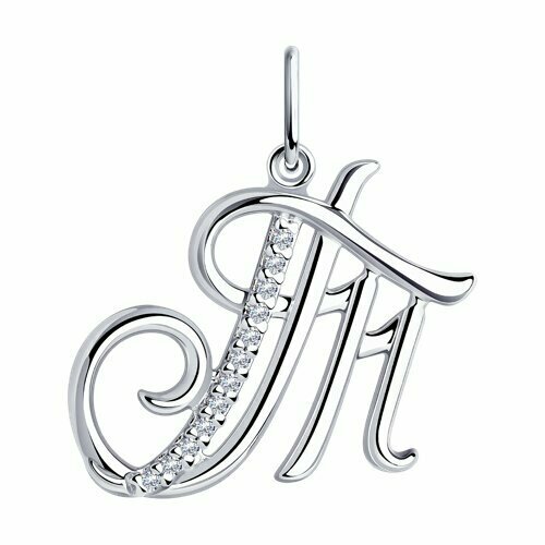 фото Подвеска из серебра буква т diamare