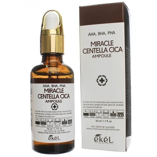 Ekel Miracle Centella Cica Ampoule (AHA, BHA, PHA) brown ампульная сыворотка с кислотами 50 мл