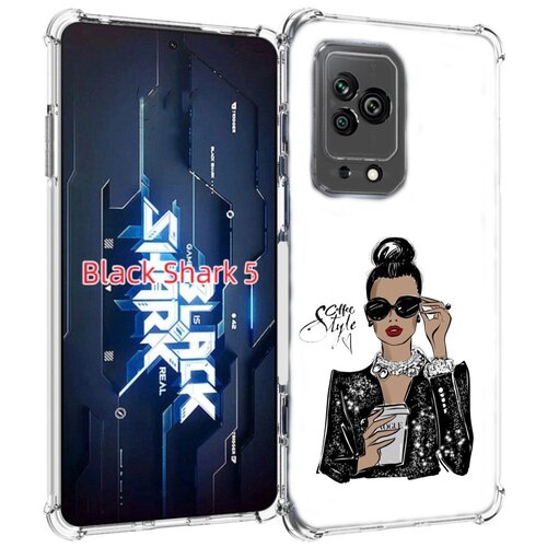 Чехол MyPads девушка в черных очках в пиджаке для Xiaomi Black Shark 5 задняя-панель-накладка-бампер