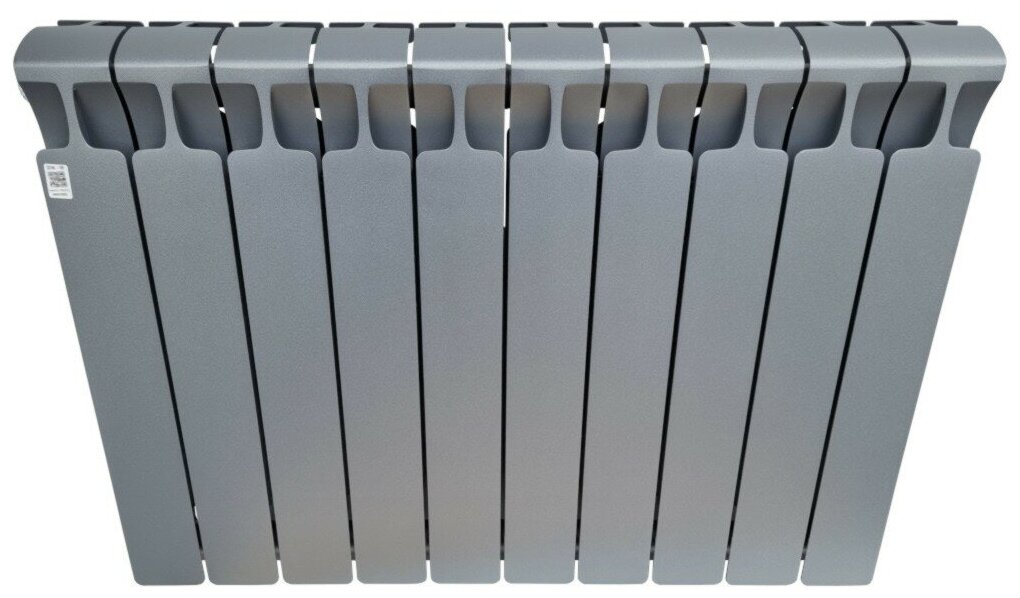 Радиатор биметаллический Rifar Monolit Ventil 500, 10 секций, Нижнее подключение левое (MVL), цвет Титан