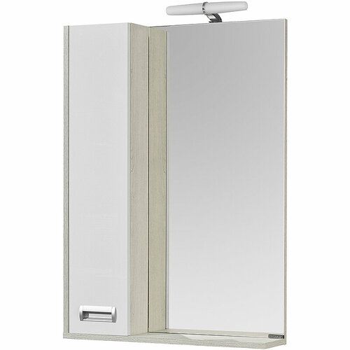Зеркало-шкаф Акватон Бекка 60 шкаф слева белый/дуб сомерсет с полочкой подсветка 1A214602BAC20