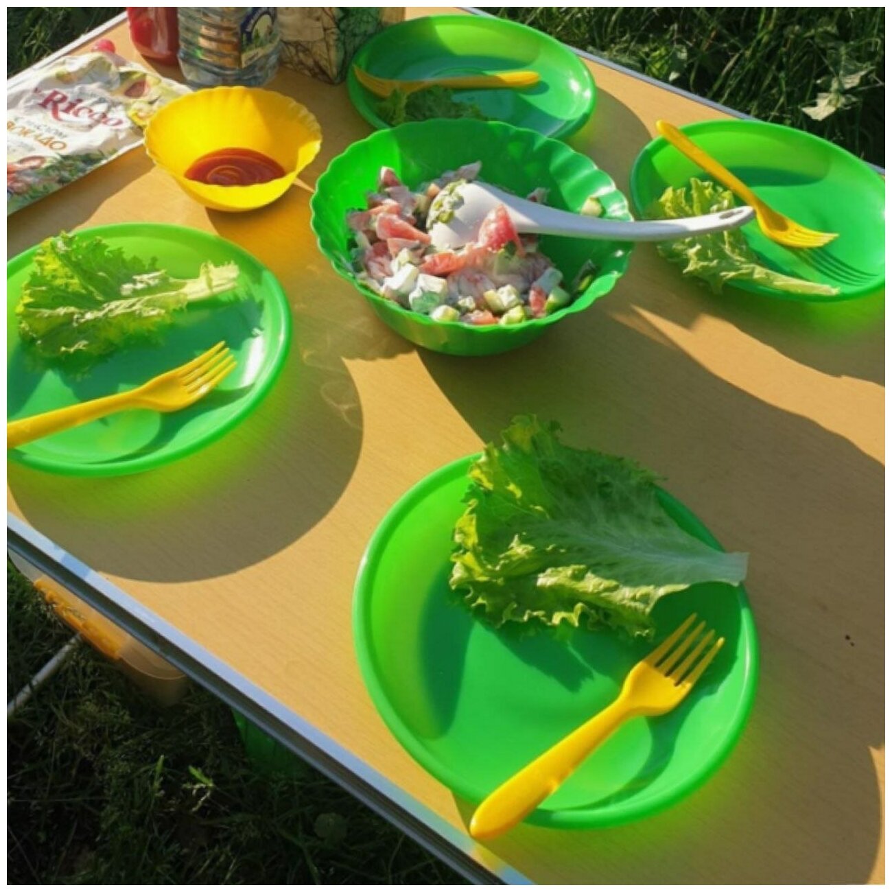 Набор посуды для пикника в контейнере (на 4 персоны, 36 предмета) - фотография № 5