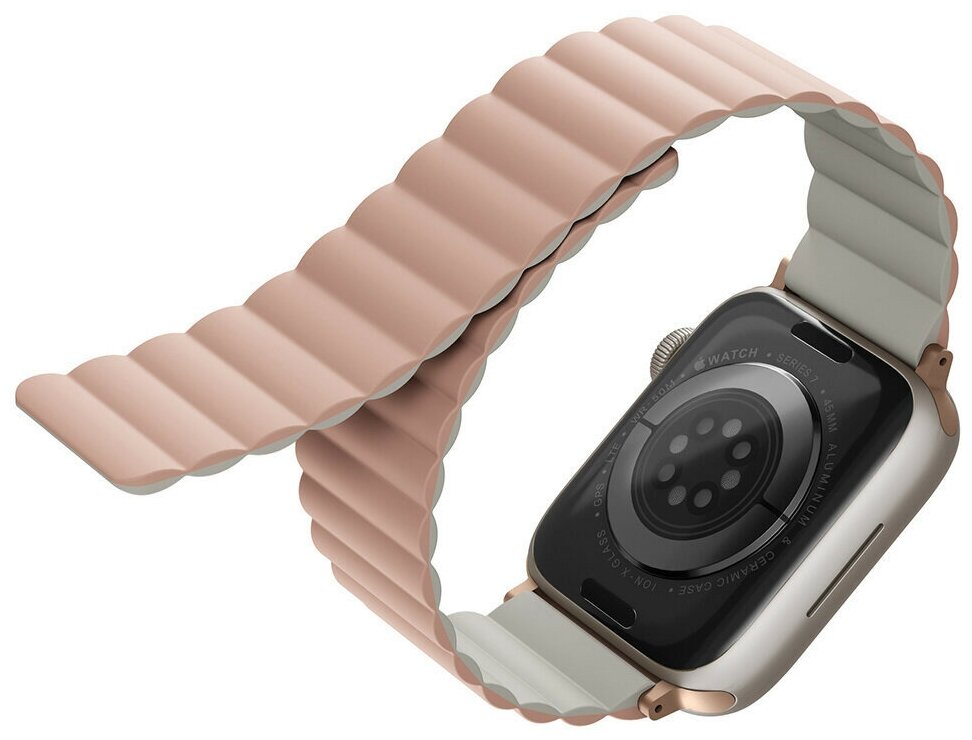 Ремешок Uniq Revix reversible Magnetic для Apple Watch 49/45/44/42 цвет Розовый/Бежевый (Pink/Beige) (45MM-REVPNKBEG)