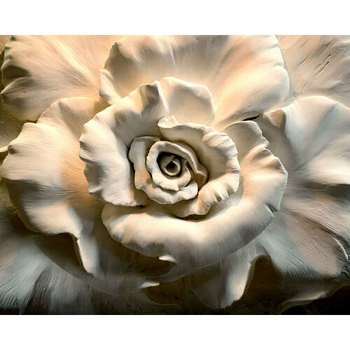 Моющиеся виниловые фотообои GrandPiK Барельеф роза. Гипс, 300х240 см