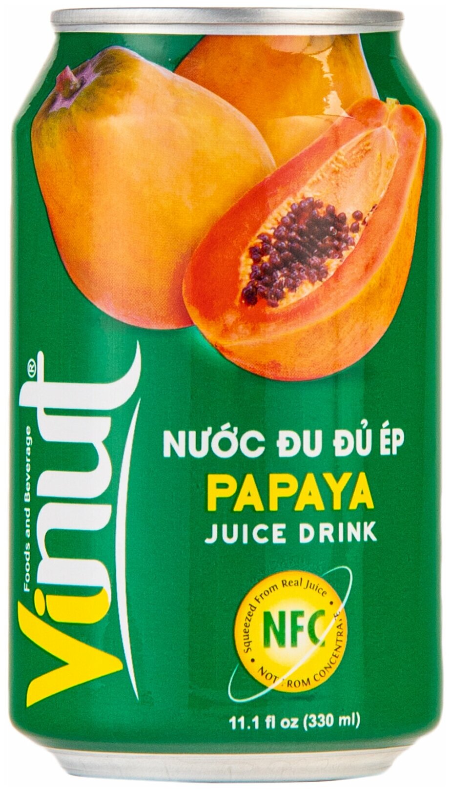 Напиток сокосодержащий негазированный Vinut Papaya ( Папайя ) , жестяная банка ( ж.б.) 0.33 л. ( 330 мл.), упаковка 24 штуки - фотография № 3