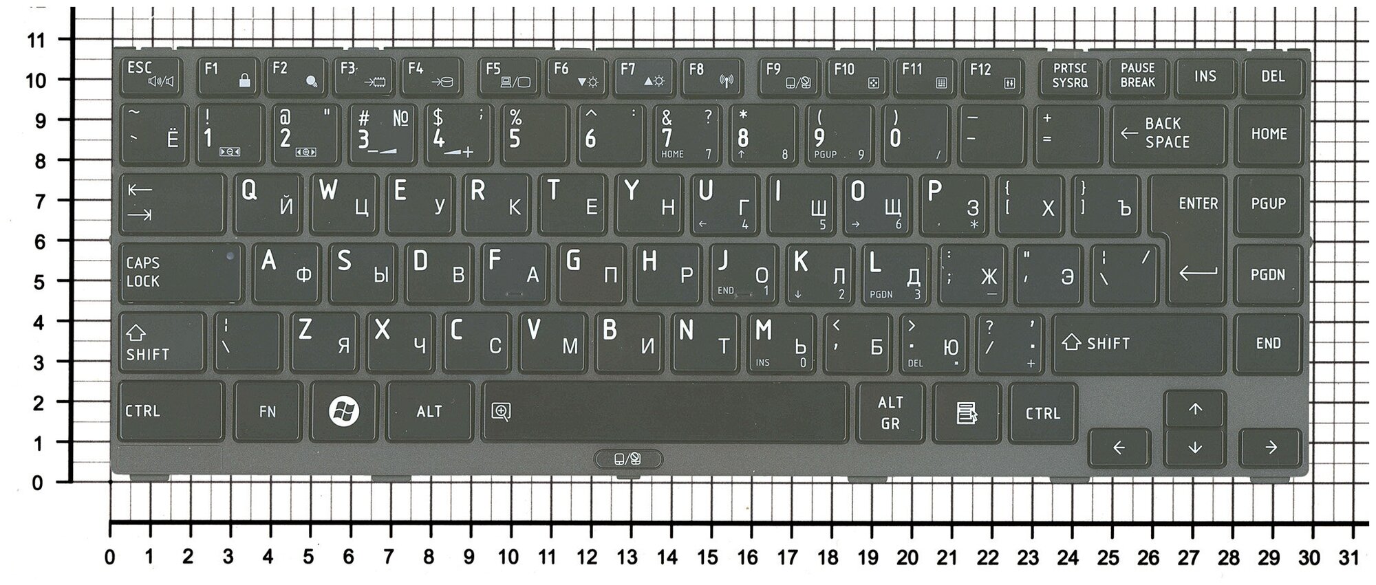 Клавиатура для ноутбука Toshiba Tecra R940 черная с черной рамкой