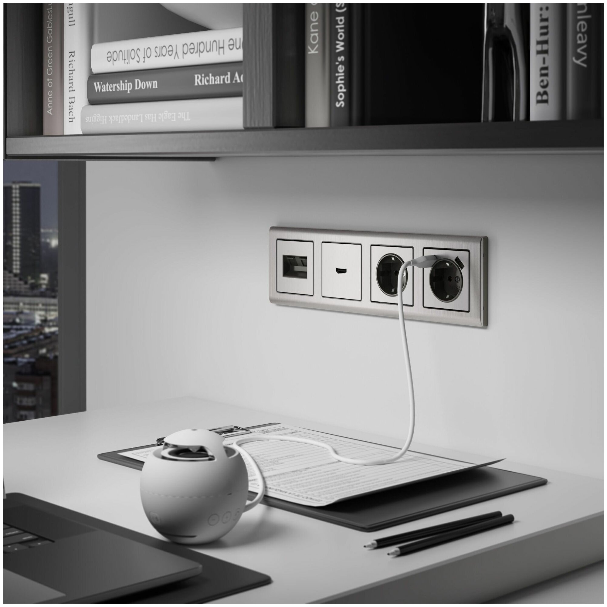Накладка для розетки Ethernet RJ-45 и телефонной розетки RJ11 (глянцевый никель) Werkel WL02-RJ-CP 4690389100406 - фото №3