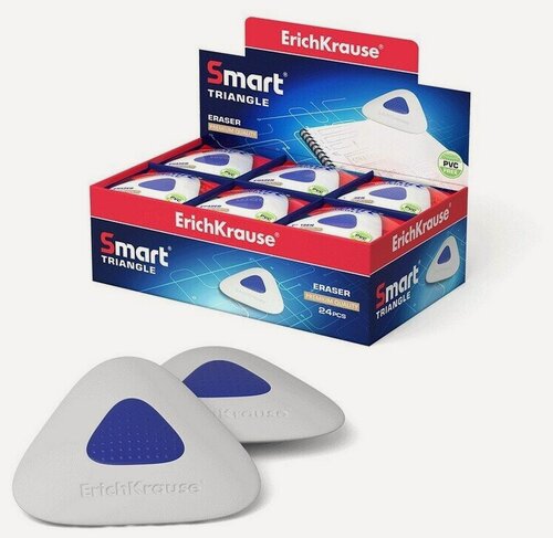 Изображение товара Ластик с пластиковым держателем ErichKrause Smart Triangle (24 шт. в упаковке)